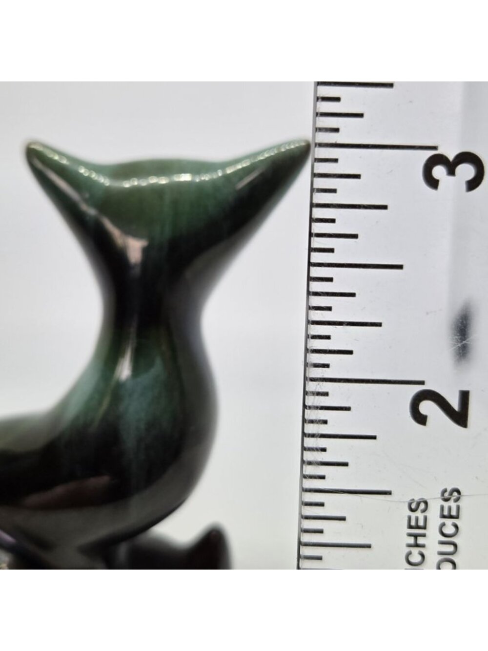 Blue Mountain Pottery 2.75" Fox Mid Century Figurine Art Retro Green Deip Glaze - Picture 10 of 13